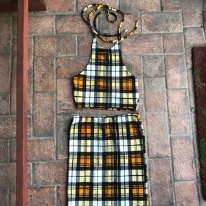 Pretty Little Thing Plaid Halter Top & Skirt Set